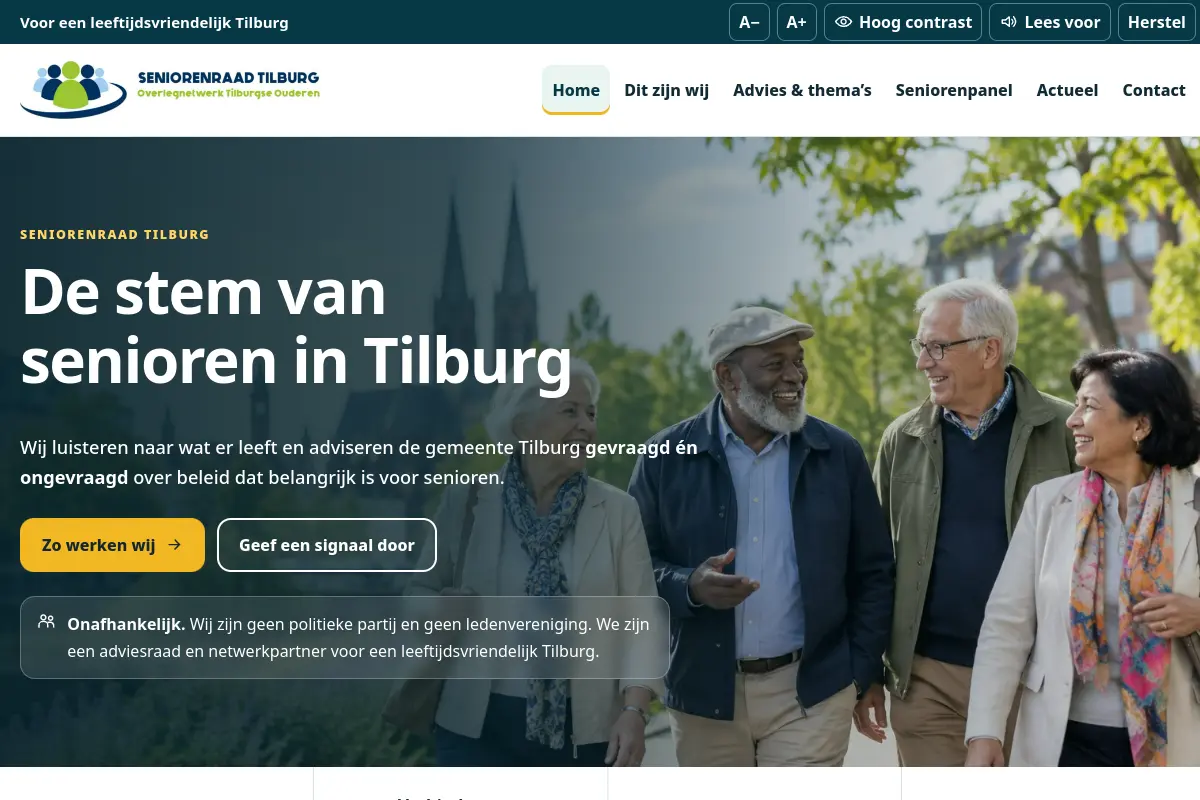 Seniorenraad Tilburg — website gebouwd door QCCS